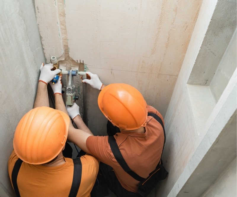 Notdienst-Team bei einer dringenden Rohrreparatur